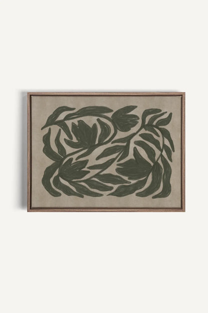 OLEKA CANVAS - DANSE VÉGÉTALE, Oeuvre sur toile étirée, encadré Brun Chêne