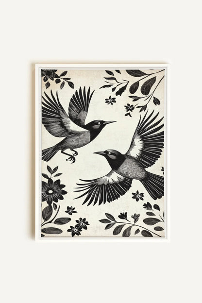 OLEKA CANVAS - DARK WINGS, Oeuvre sur toile étirée, encadré Blanc