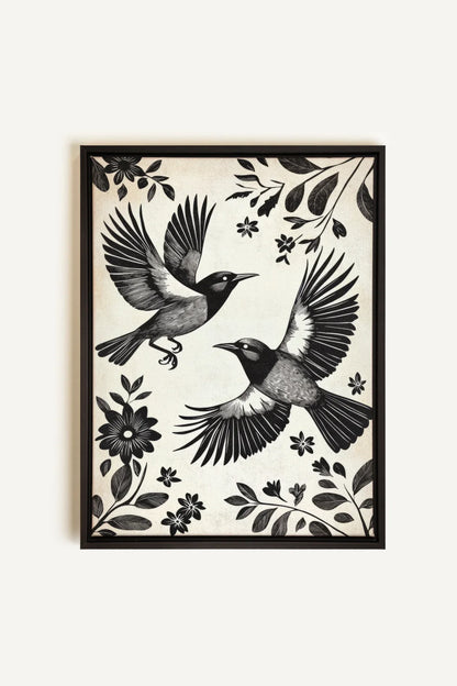 OLEKA CANVAS - DARK WINGS, Oeuvre sur toile étirée, encadré Noir