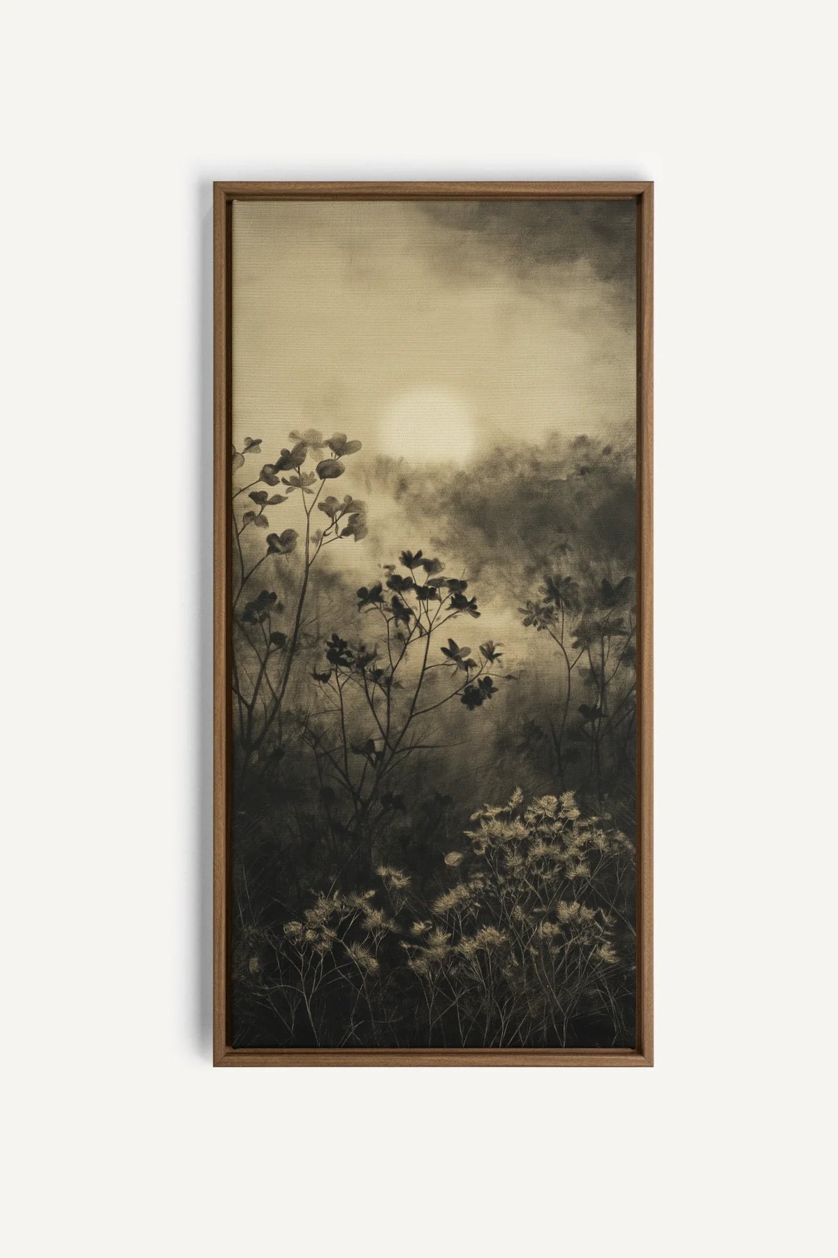 DAWN AWAKENS toile étirée encadré brun chêne