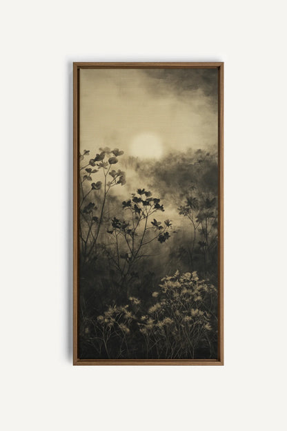 DAWN AWAKENS toile étirée encadré brun chêne