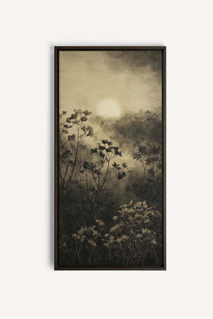 DAWN AWAKENS toile étirée encadré brun noyer