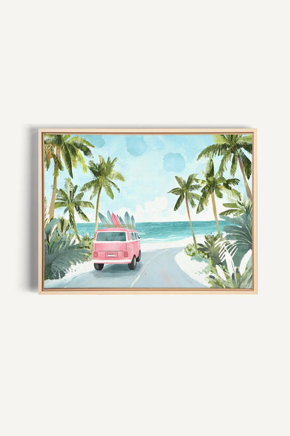 OLEKA CANVAS - DESTINATION SOLEIL, Oeuvre sur toile étirée, encadré Naturel Clair