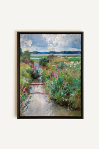 OLEKA CANVAS - DOUCE RIVIÈRE, Oeuvre sur toile étirée, encadré Noir