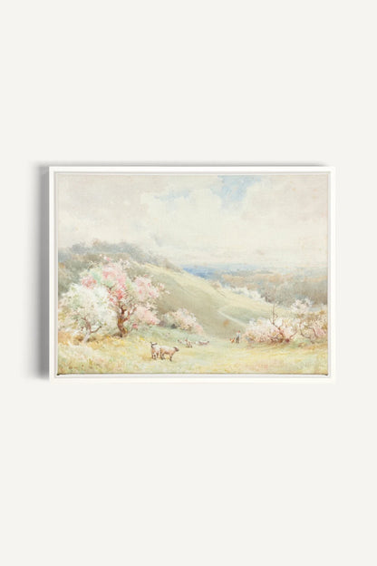 DOUCE SAISON, Oeuvre sur toile étirée, encadré Blanc