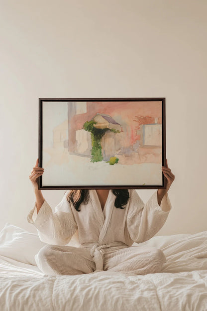 DOUCEUR DE PIERRE, Oeuvre sur toile étirée, encadré Brun Noyer