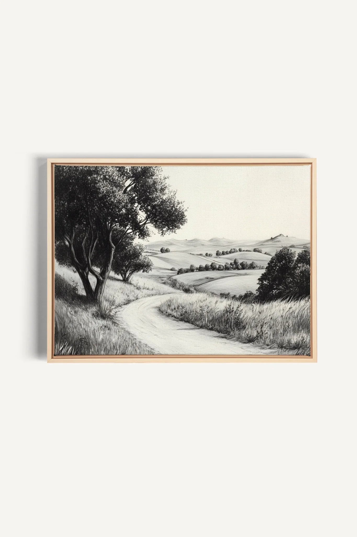 OLEKA CANVAS - DOUCEUR DES COLLINES, Oeuvre sur toile étirée, encadré Naturel Clair