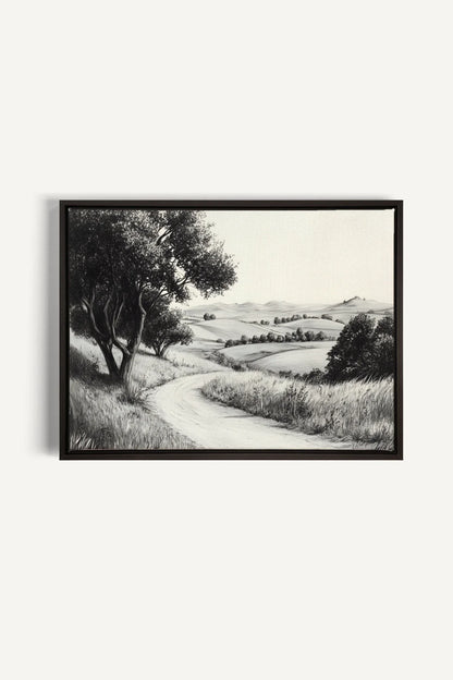 OLEKA CANVAS - DOUCEUR DES COLLINES, Oeuvre sur toile étirée, encadré Noir