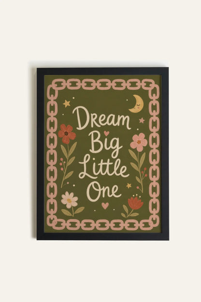 DREAM BIG, Oeuvre sur toile rigide, encadré Noir
