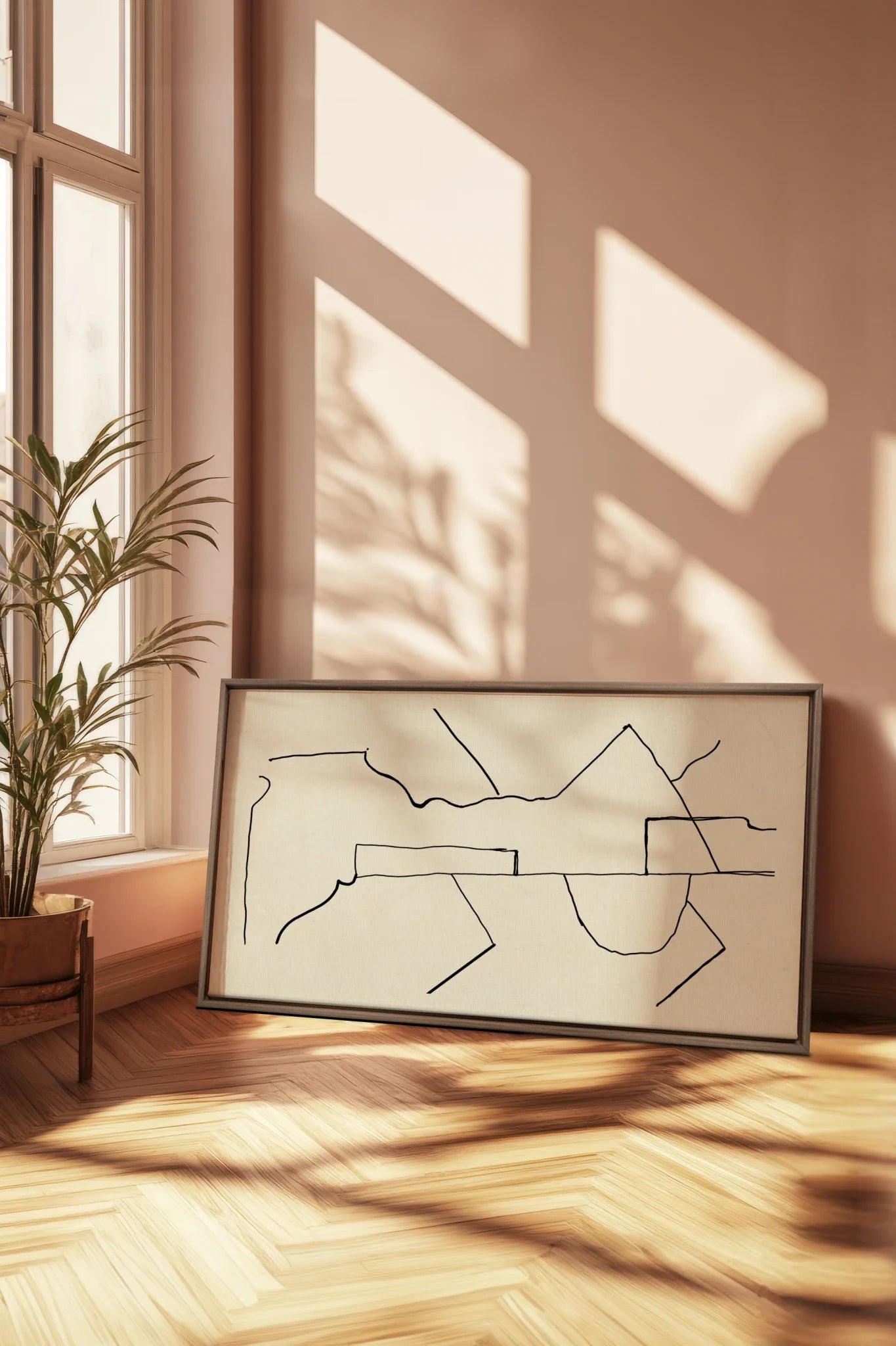 DRIFT MAP, Oeuvre sur toile étirée, encadré Brun Chêne