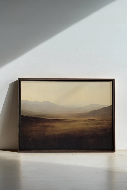 DUNES OF LIGHT, Work on stretched canvas, framed Walnut Brown