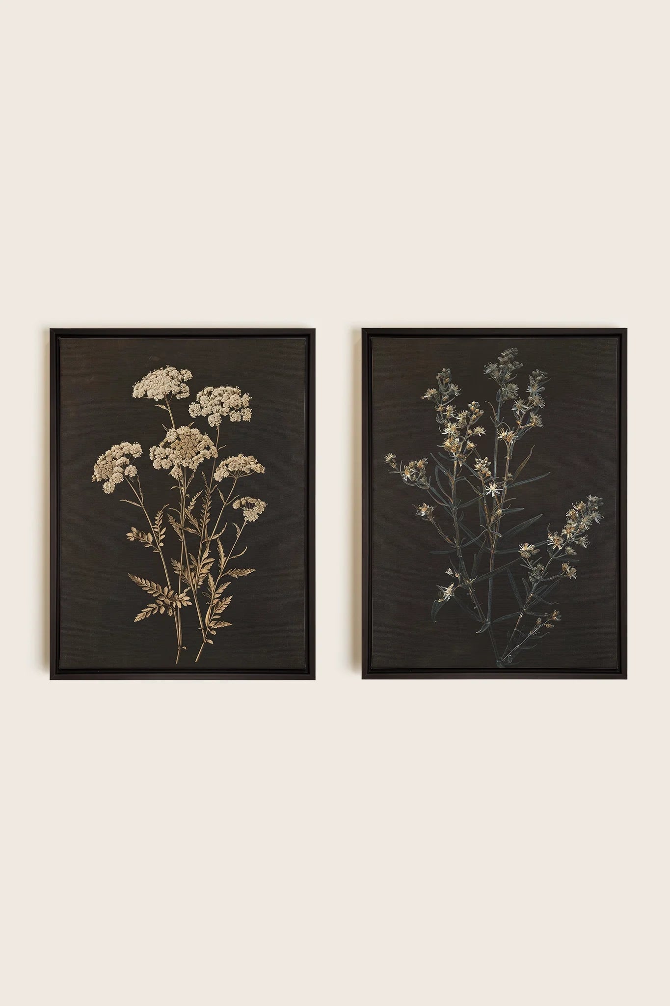DUO FLEURS PRÉCIEUSES, 2 Works on stretched canvas, black framed