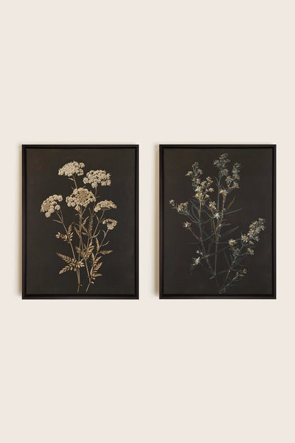 DUO FLEURS PRÉCIEUSES, 2 Works on stretched canvas, black framed