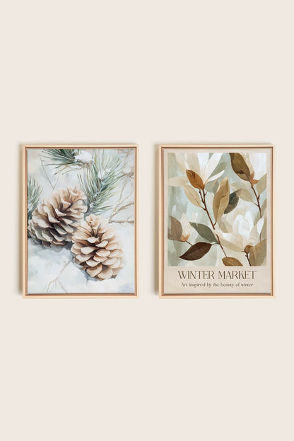 DUO GIVRE ET NATURE, Artwork on stretched canvas, framed Natural Light