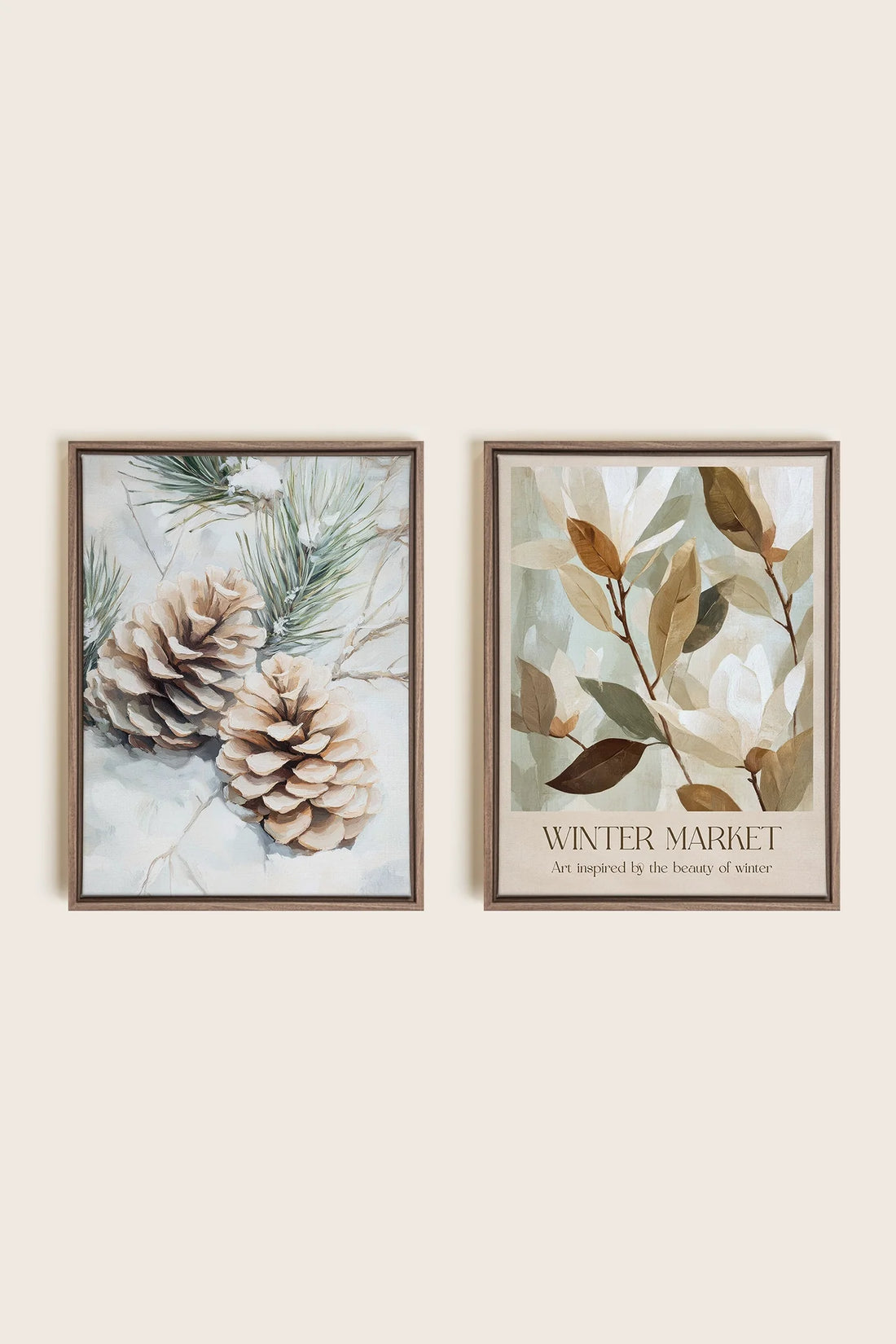DUO GIVRE ET NATURE, Oeuvre sur toile étirée, encadré Brun Chêne