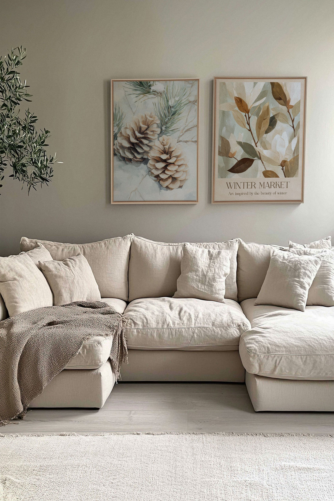 OLEKA CANVAS - DUO GIVRE ET NATURE, Oeuvre sur toile étirée, encadré Naturel Clair
