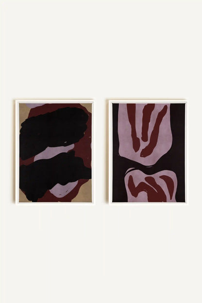 DUO INK &amp; DUST, 2 Works on stretched canvas, framed in white
