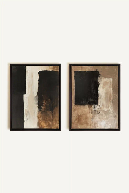 DUO INK METAPHOR, 2 Works on stretched canvas, Black framed
