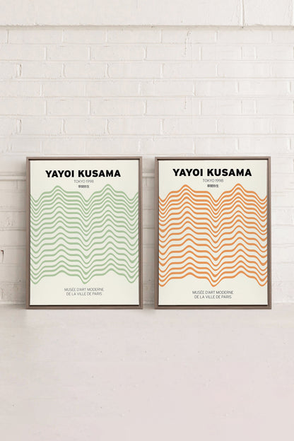 COMBINAISON YAYOI, 2 Oeuvres sur toile étirée, encadré Brun Chêne
