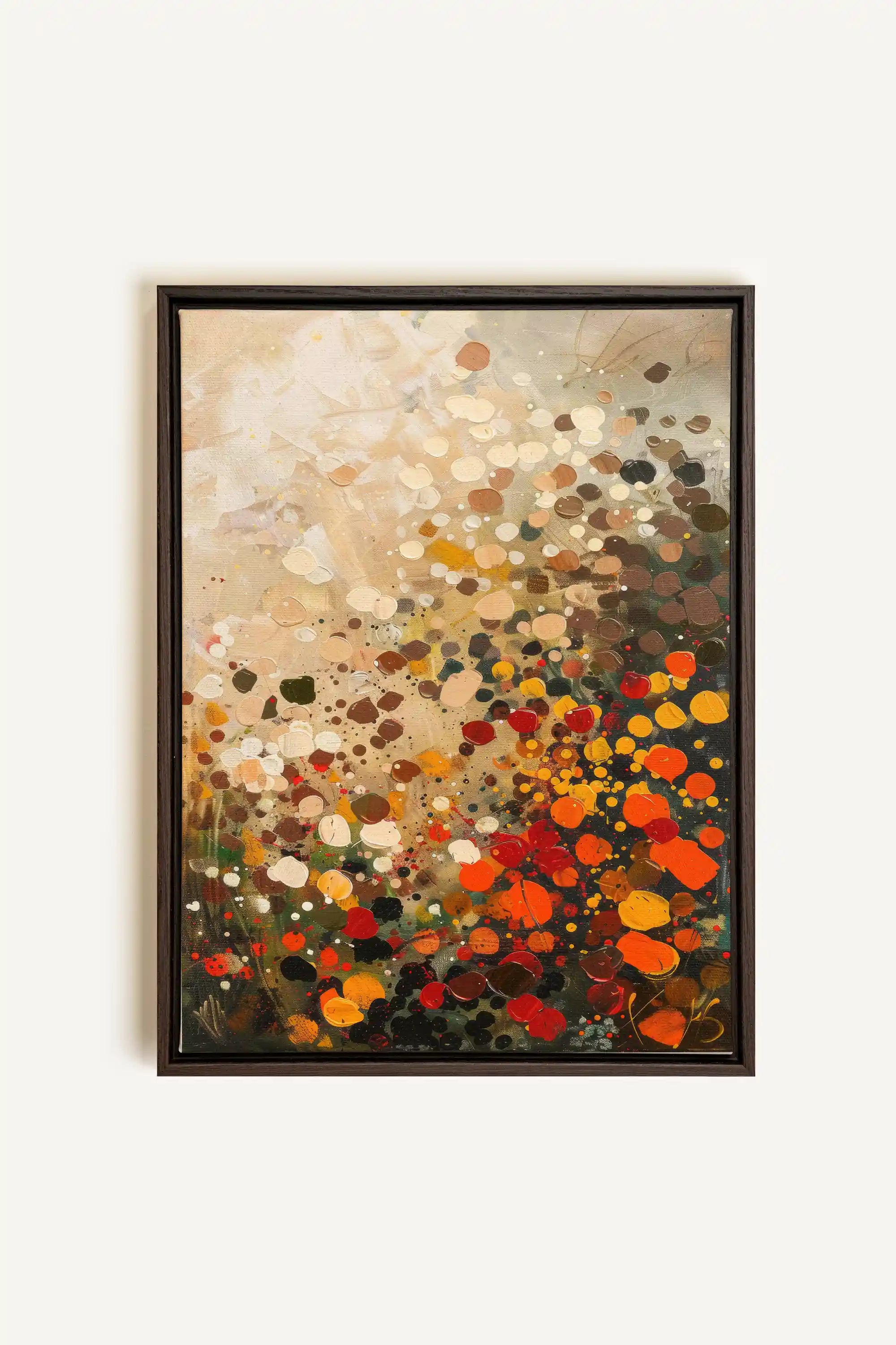 EARTH &amp; FIRE, Artwork on stretched canvas, framed in Walnut Brown