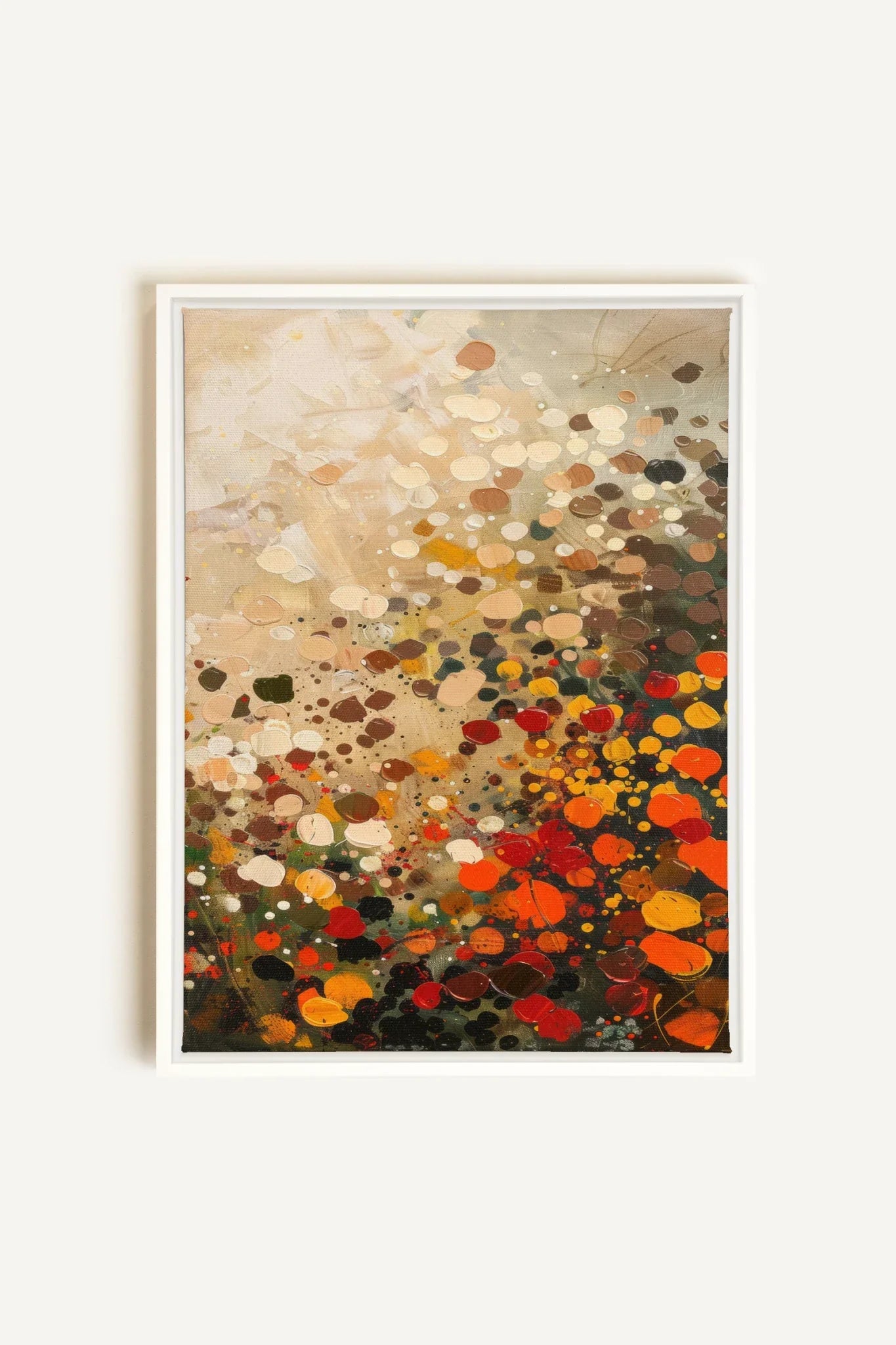 OLEKA CANVAS - EARTH &amp; FIRE, Oeuvre sur toile étirée, encadré Blanc