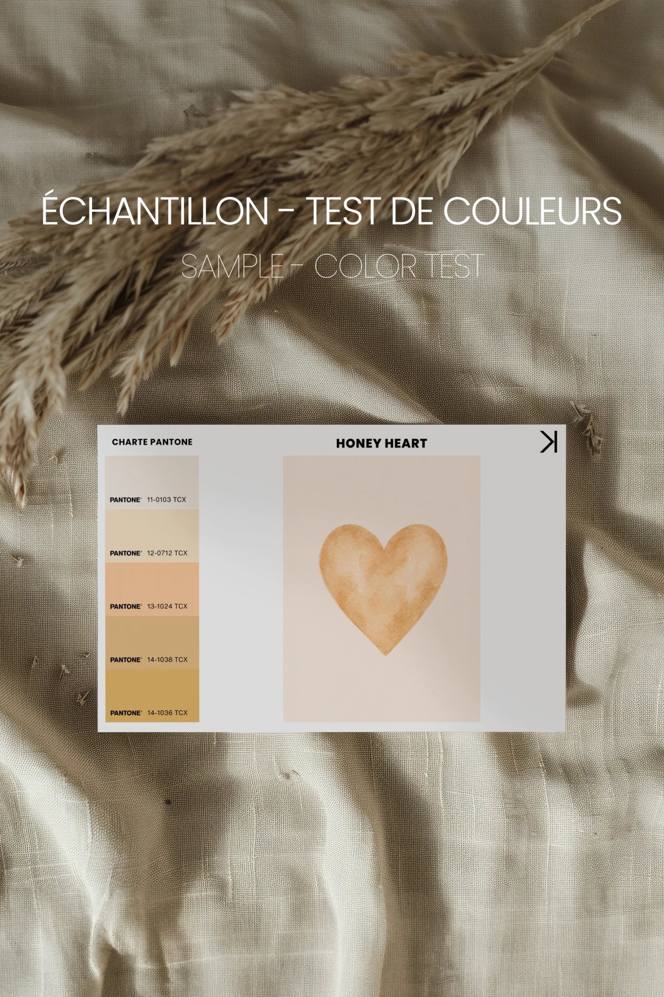 HONEY HEART, Oeuvre sur toile rigide, encadré brun chêne
