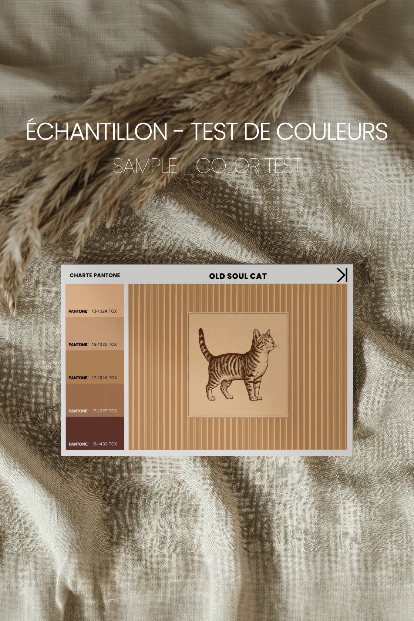 OLD SOUL CAT, Oeuvre sur toile rigide, encadré brun chêne