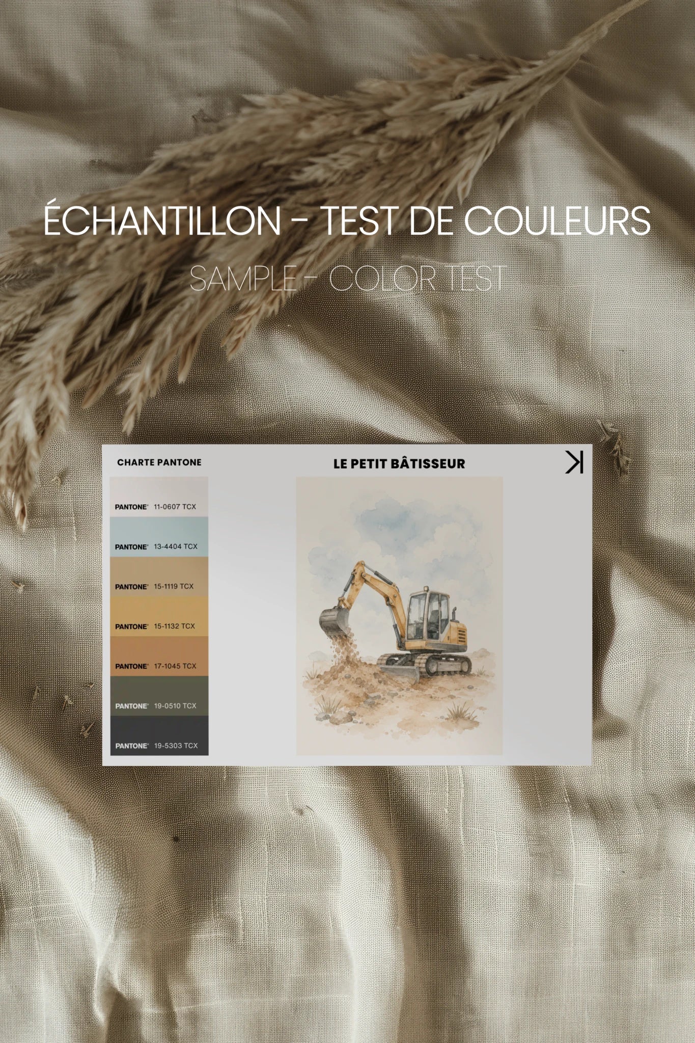 LE PETIT BÂTISSEUR, Oeuvre sur toile rigide, encadré brun chêne