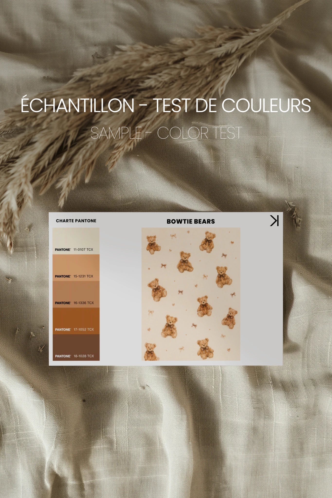 BOWTIE BEARS, Oeuvre sur toile rigide, encadré brun chêne