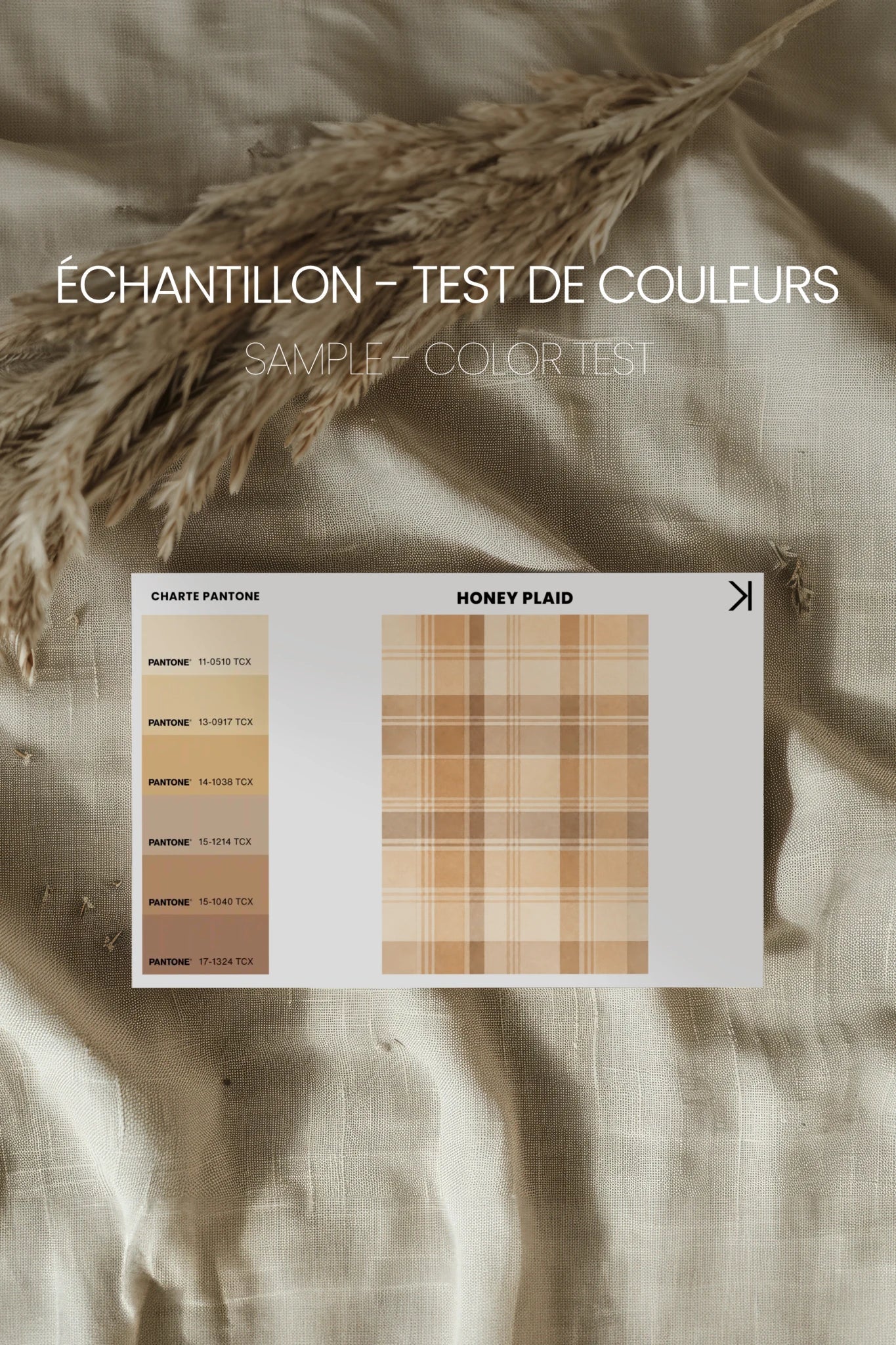 HONEY PLAID, Oeuvre sur toile rigide, encadré brun chêne