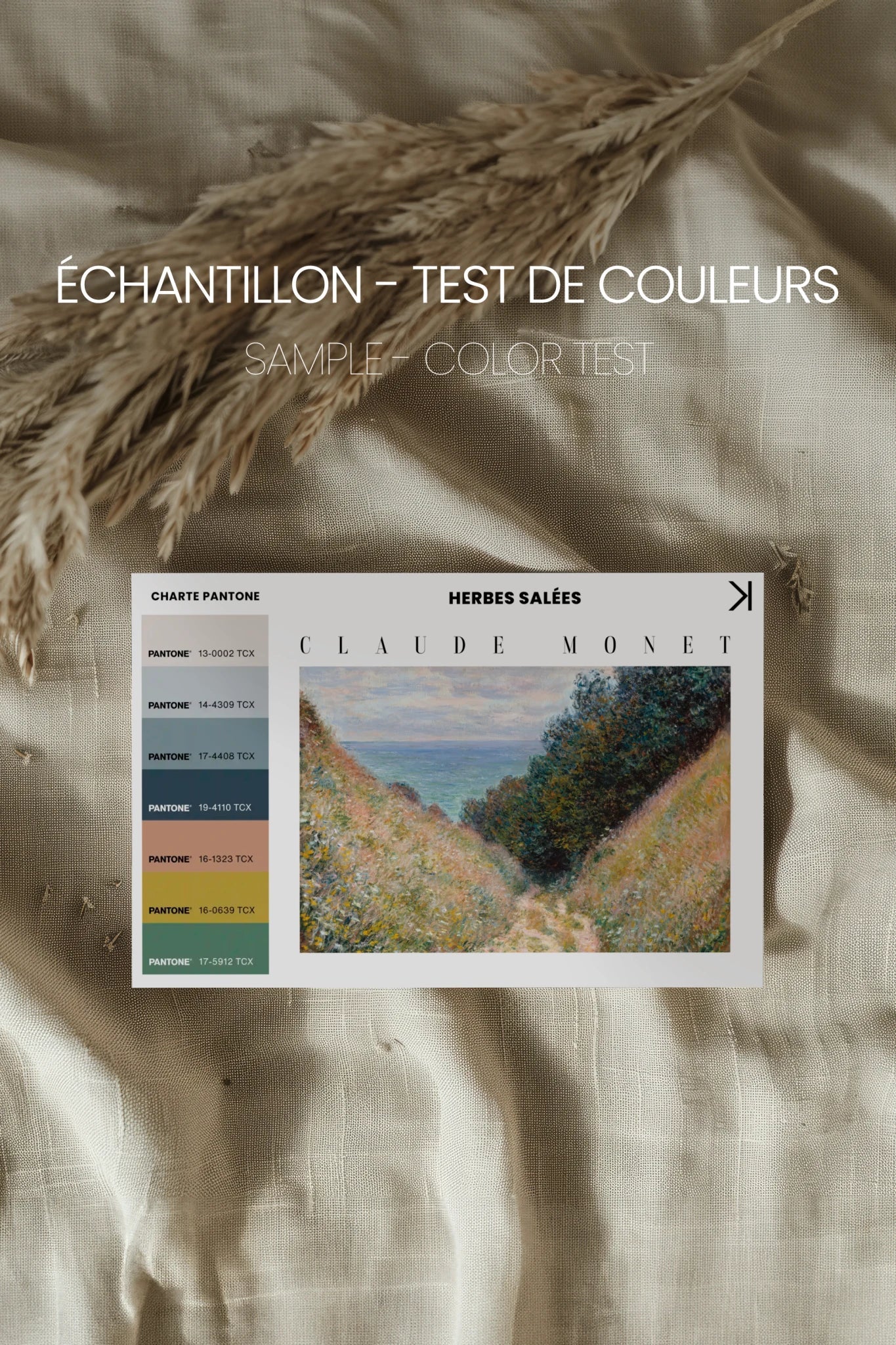 HERBE SALÉES, Oeuvre sur toile étirée, encadré Brun Chêne