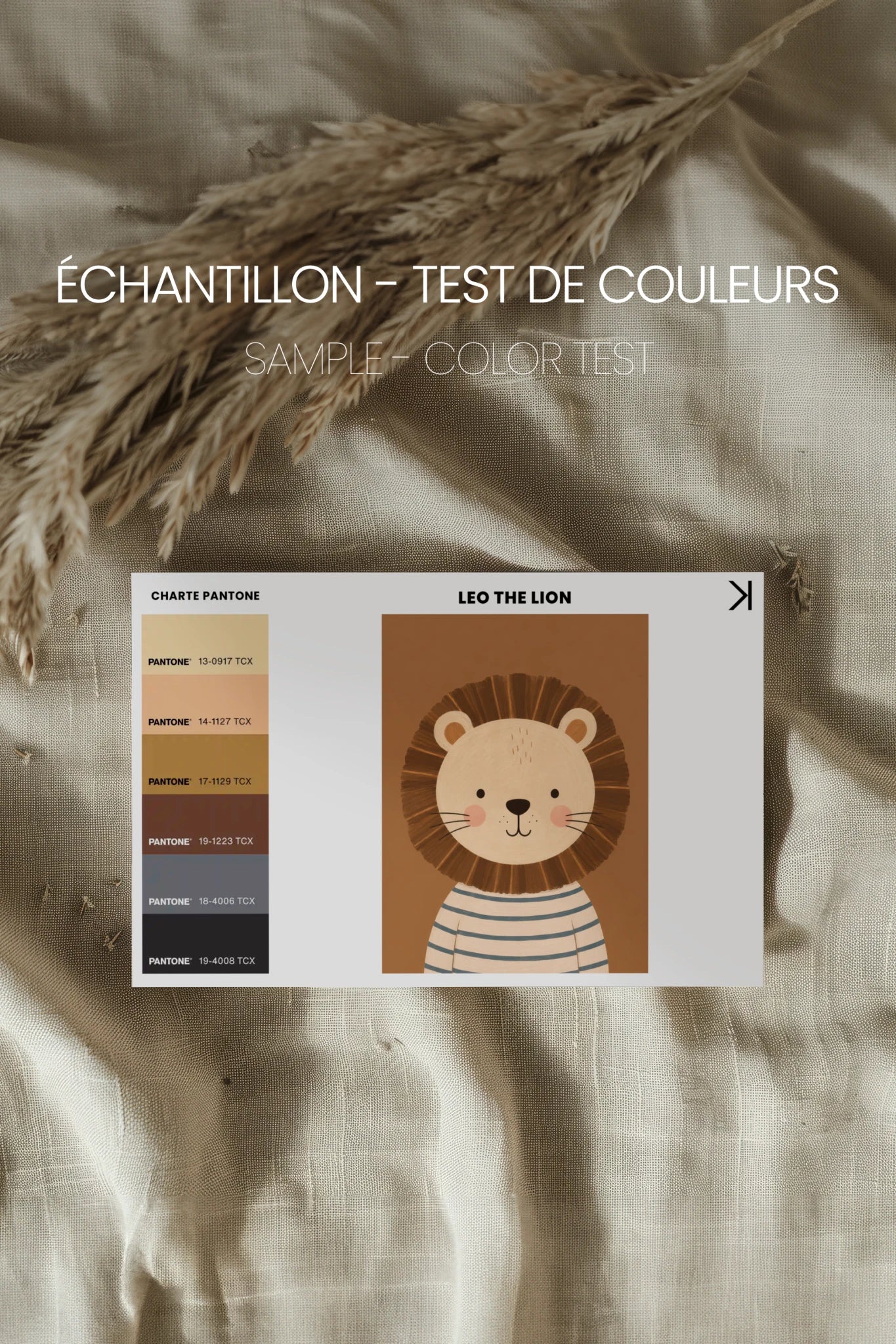 LEO THE LION, Oeuvre sur toile rigide, encadré Naturel Clair