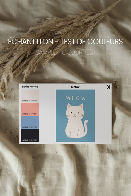 MEOW, Oeuvre sur toile rigide, encadré Noir