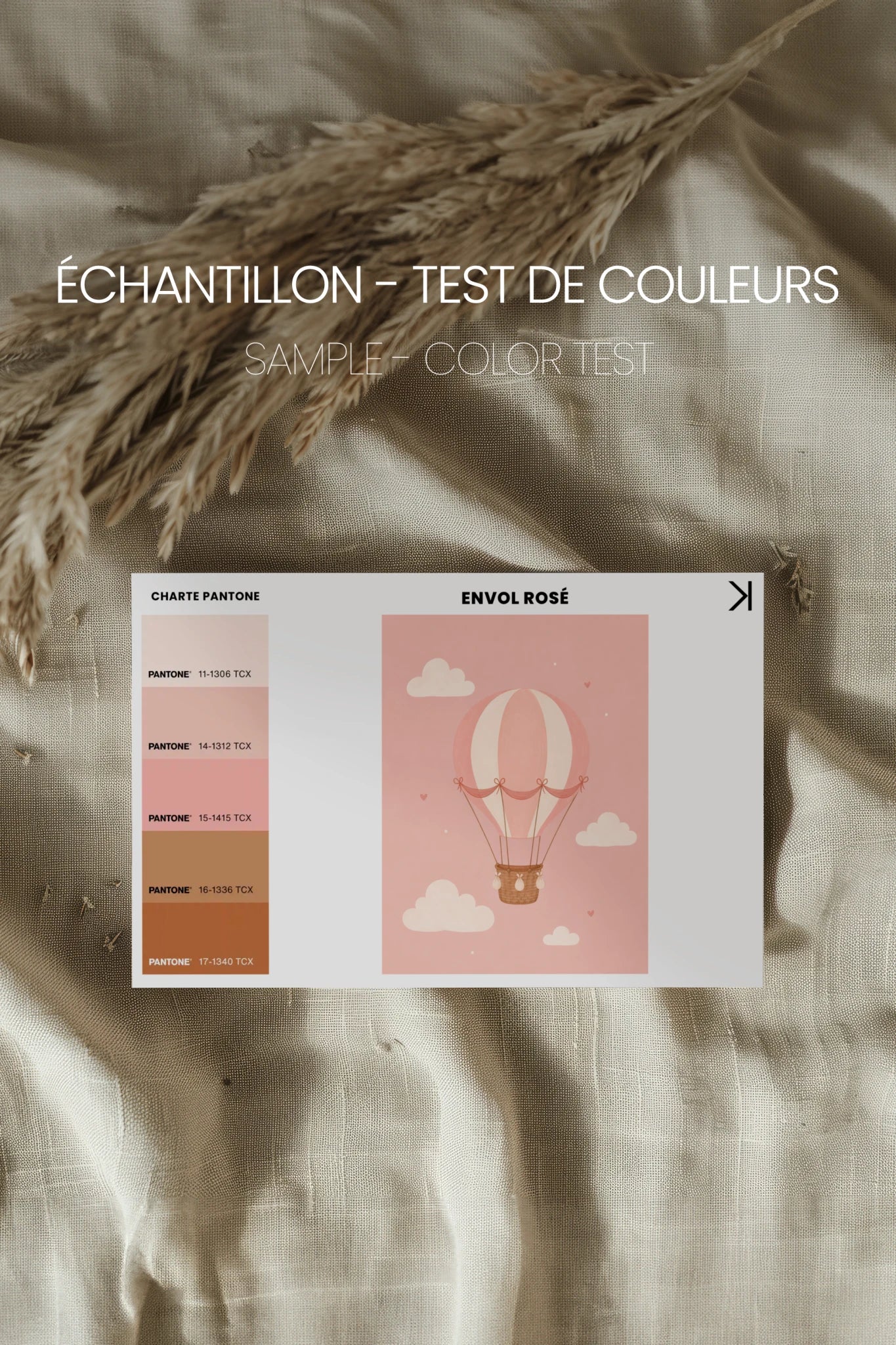 ENVOL ROSÉ, Oeuvre sur toile rigide, encadré Naturel Clair