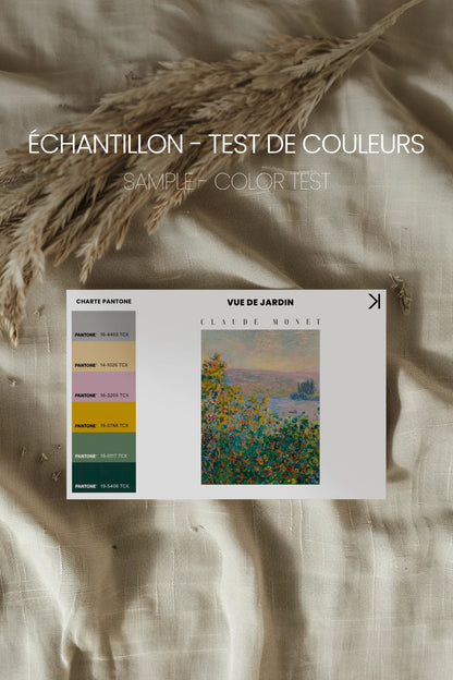 VUE DE JARDIN, Oeuvre sur toile étirée, encadré Blanc