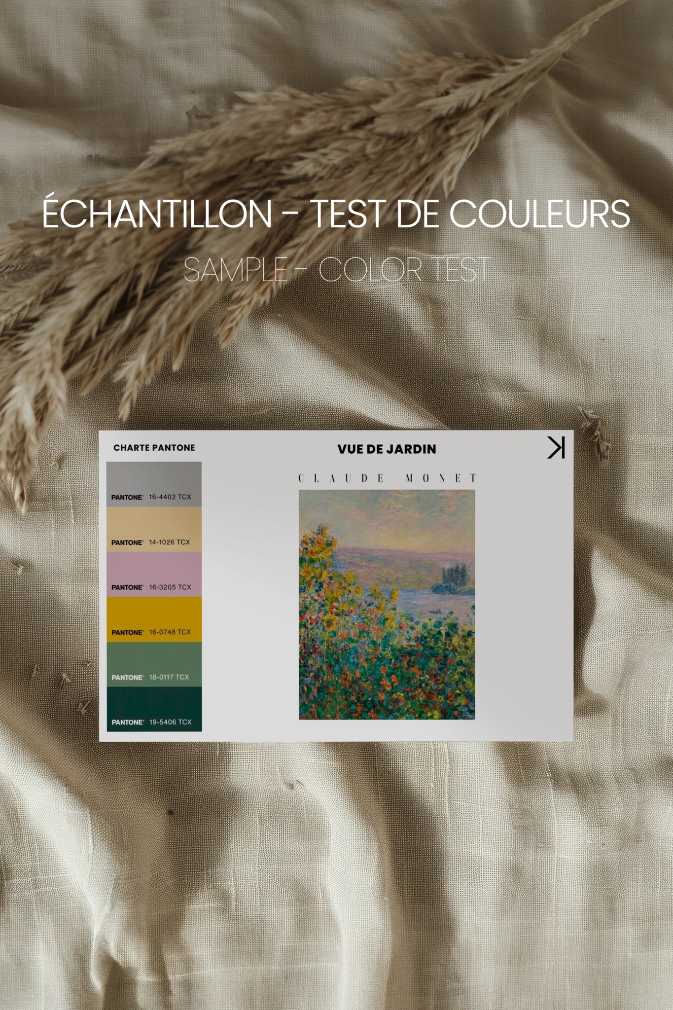 VUE DE JARDIN, Oeuvre sur toile étirée, encadré Brun Noyer