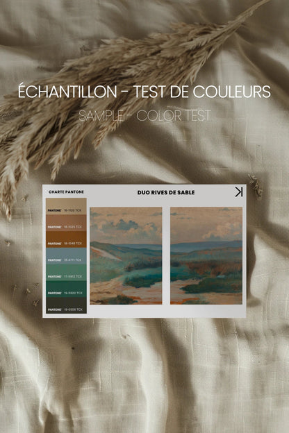 DUO RIVES DE SABLE, 2 Oeuvres sur toile étirée, encadré Naturel Clair
