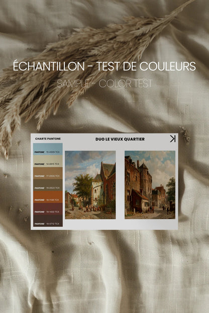 DUO LE VIEUX QUARTIER, 2 Oeuvres sur toile étirée, encadré Naturel Clair