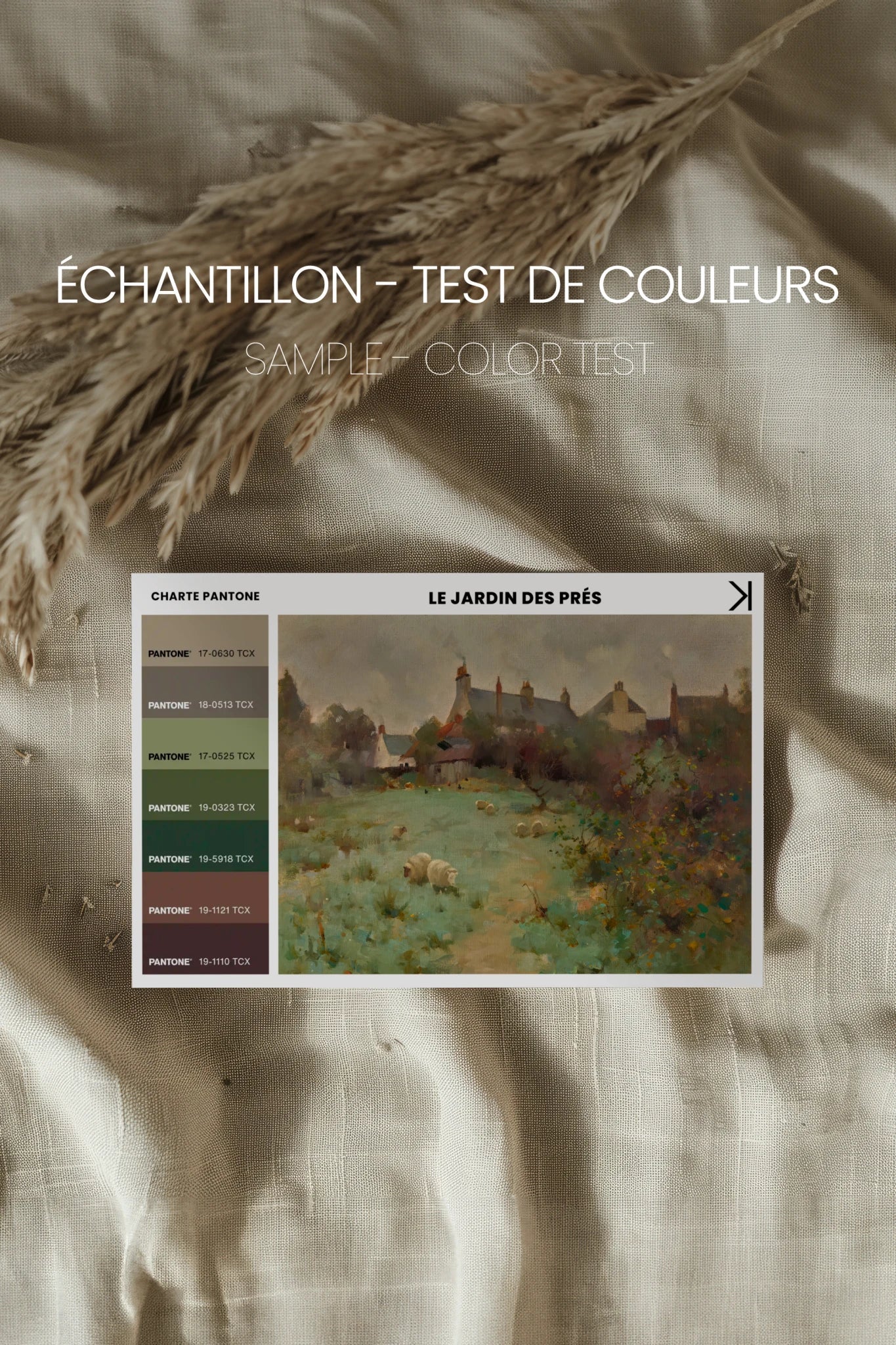LE JARDIN DES PRÉS, Oeuvre sur toile étirée, encadré Blanc