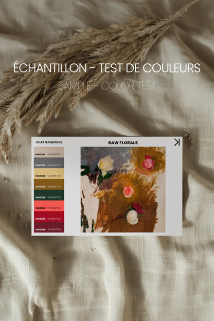RAW FLORALS, Oeuvre sur toile étirée, encadré Brun Chêne