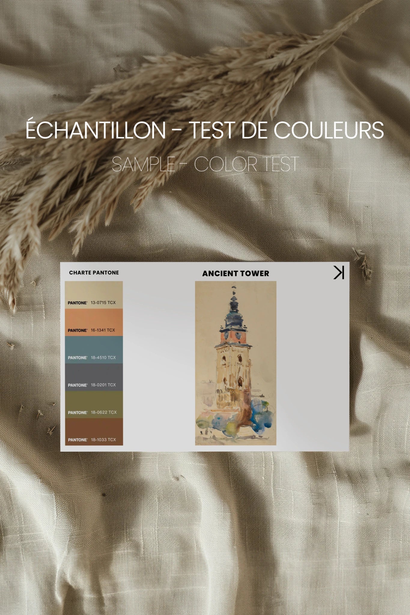 ANCIENT TOWER, Oeuvre sur toile étirée, encadré Noir