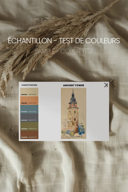 ANCIENT TOWER, Oeuvre sur toile étirée, encadré Noir