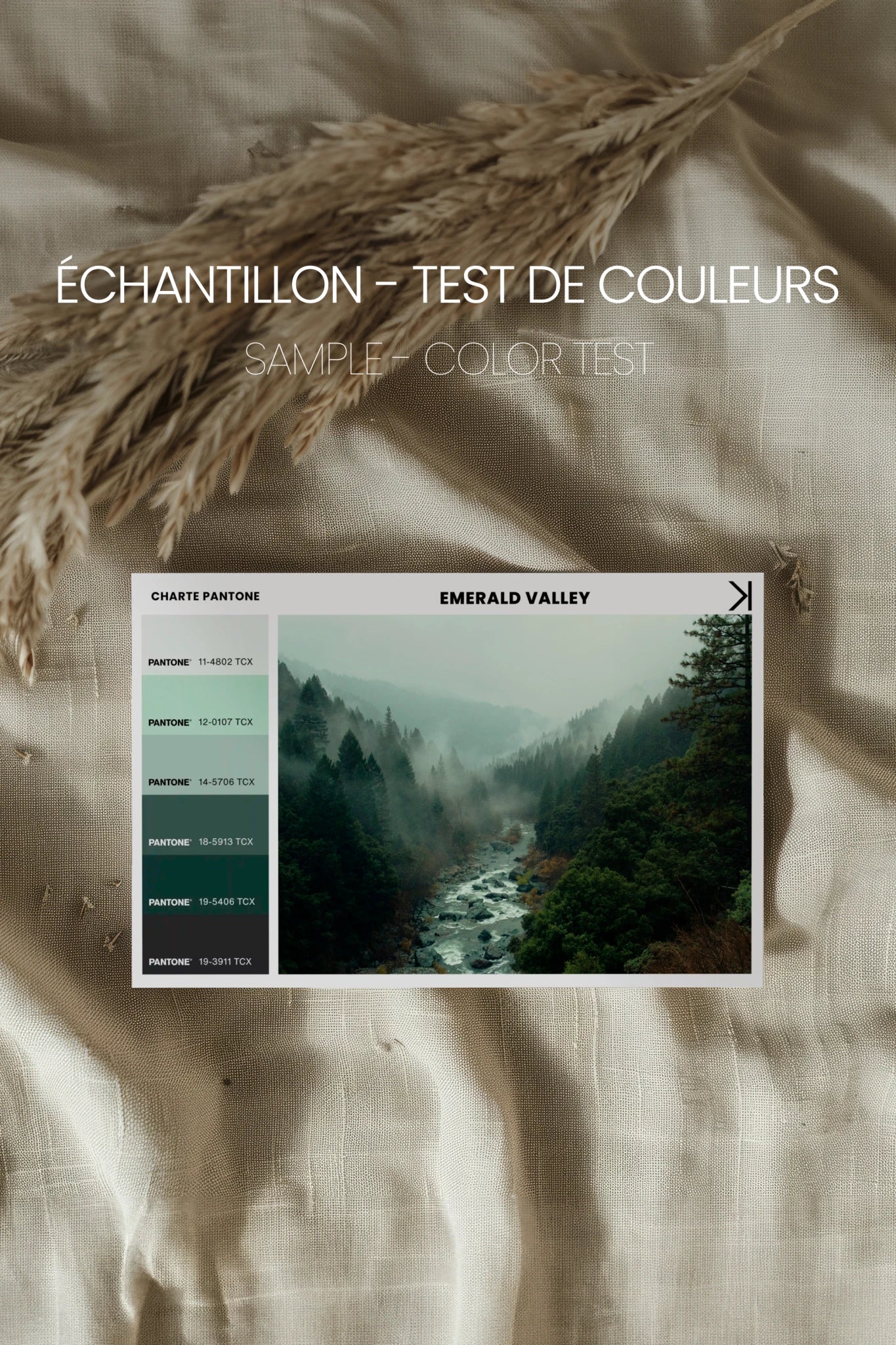 EMERALD VALLEY, Oeuvre sur toile étirée, encadré Blanc
