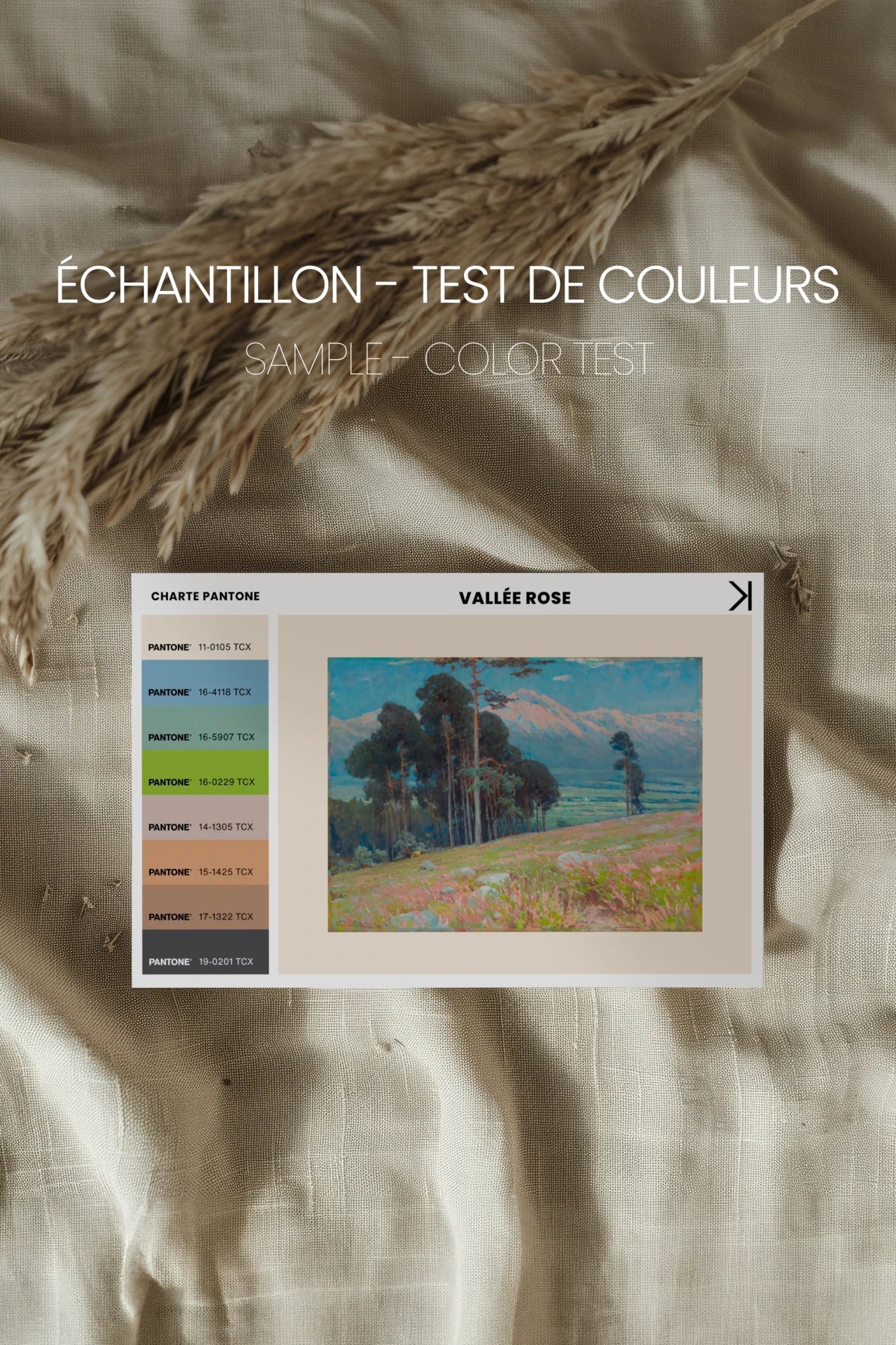 VALLÉE ROSE, Oeuvre sur toile étirée, encadré Brun Chêne