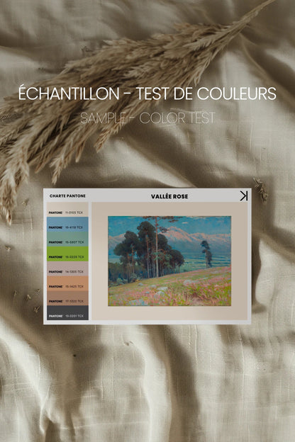 VALLÉE ROSE, Oeuvre sur toile étirée, encadré Brun Noyer