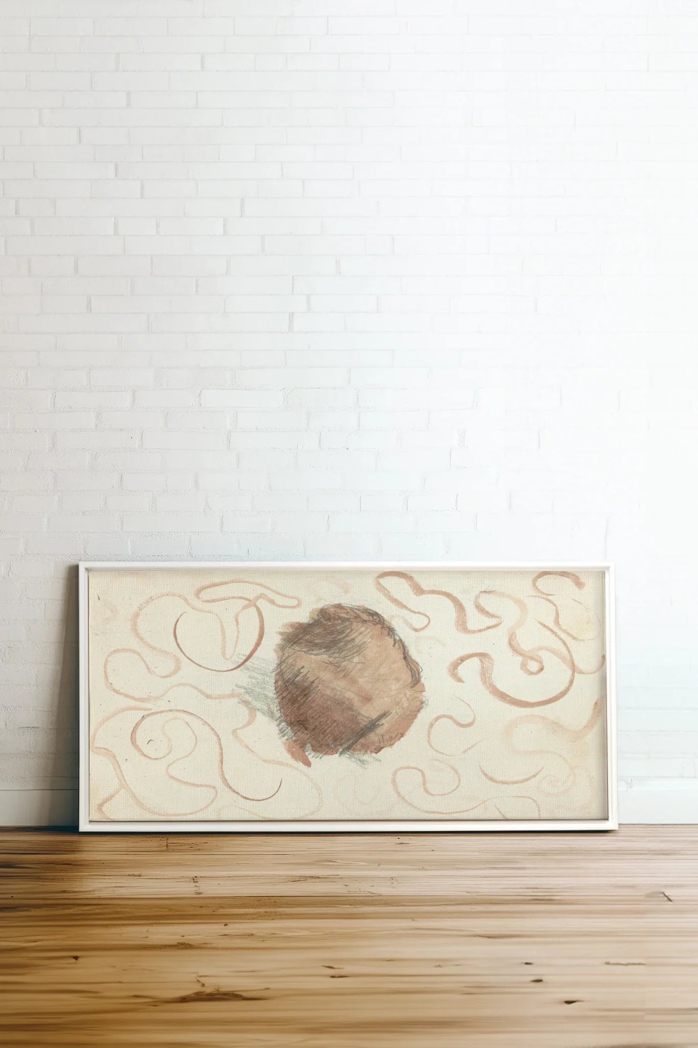 ÉCHO TERRACOTTA, Oeuvre sur toile étirée, encadré Blanc