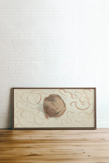 ÉCHO TERRACOTTA, Oeuvre sur toile étirée, encadré Brun Chêne