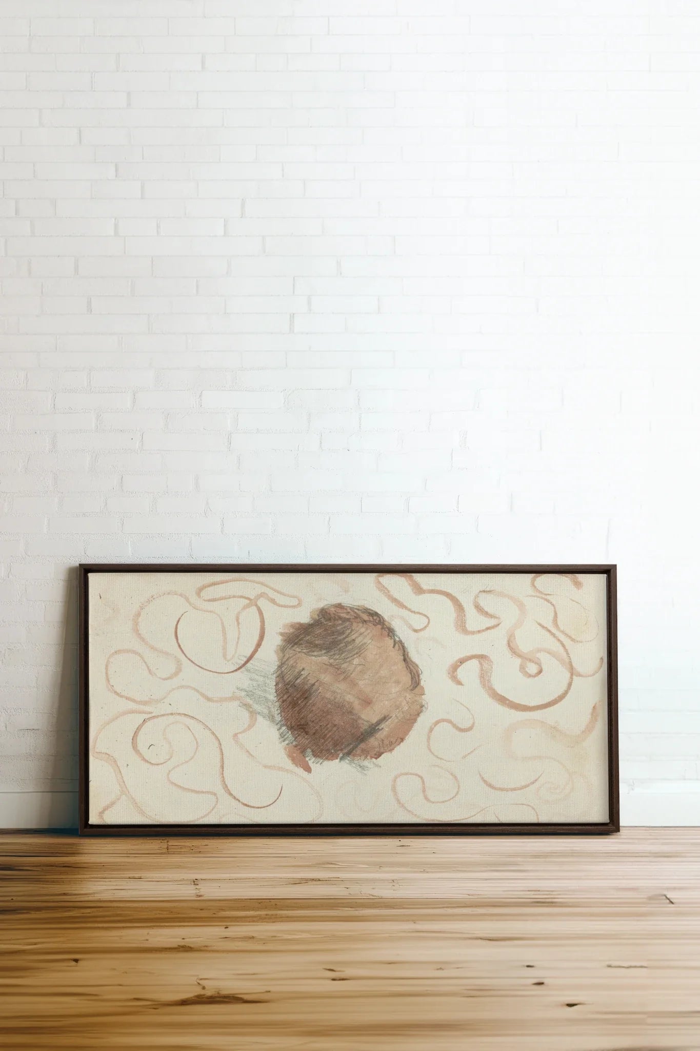 ÉCHO TERRACOTTA, Oeuvre sur toile étirée, encadré Brun Noyer