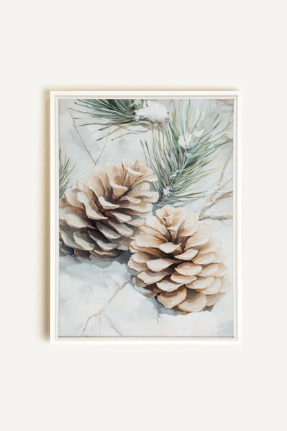 OLEKA CANVAS - ÉCLATS DE GIVRE, Oeuvre sur toile étirée, encadré Blanc