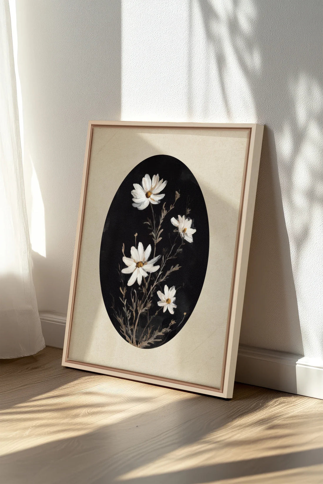 ECLIPSE FLOWERS, Oeuvre sur toile étirée, encadré Naturel Clair